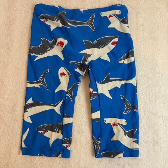 Mini Boden Long Swim Trunks Euro Shorts Jammers Boys 7 8 Blue Shark Print - Picture 2 of 7
